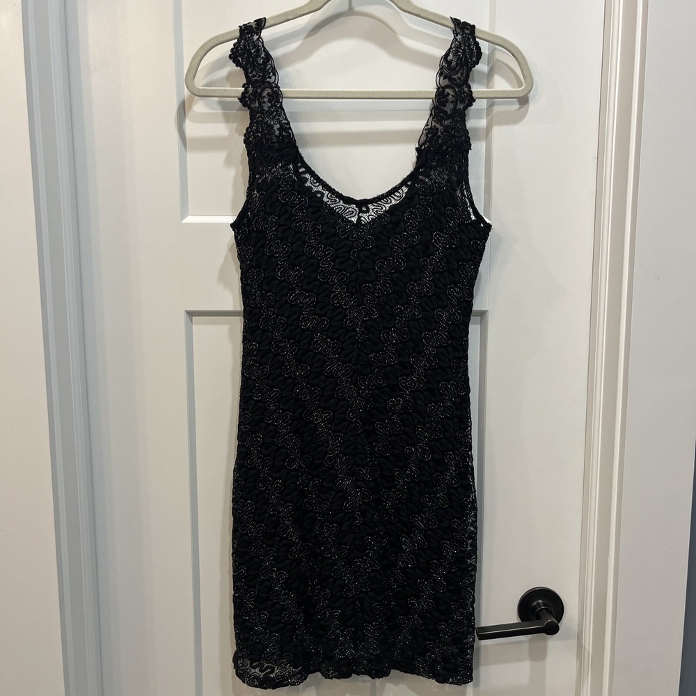 Free People Foiled Again Lace Mini Bodycon Dress Black Lace Size Medium